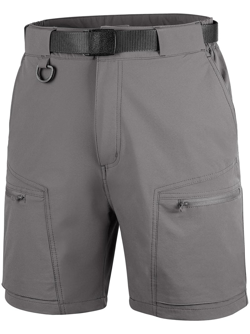 FREE SOLDIER Men's Cargo Hiking Shorts with Belt Lightweight Quick Dry Tactical Shorts with Pockets for Casual Work Golf (Gray 36W12L) - Image 1